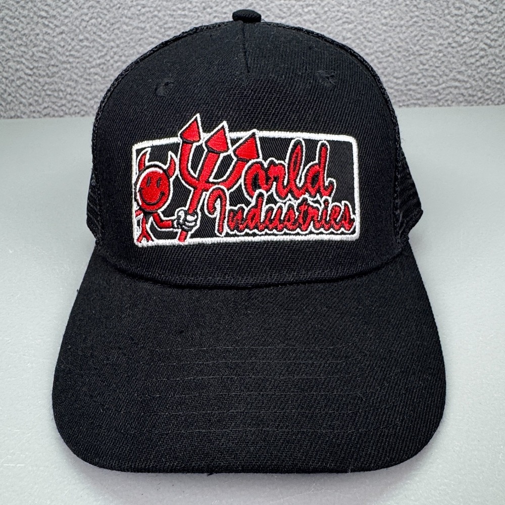 World Industries Hat Mens Snapback Black Devilman Trucker Skater Street Y2K 90s